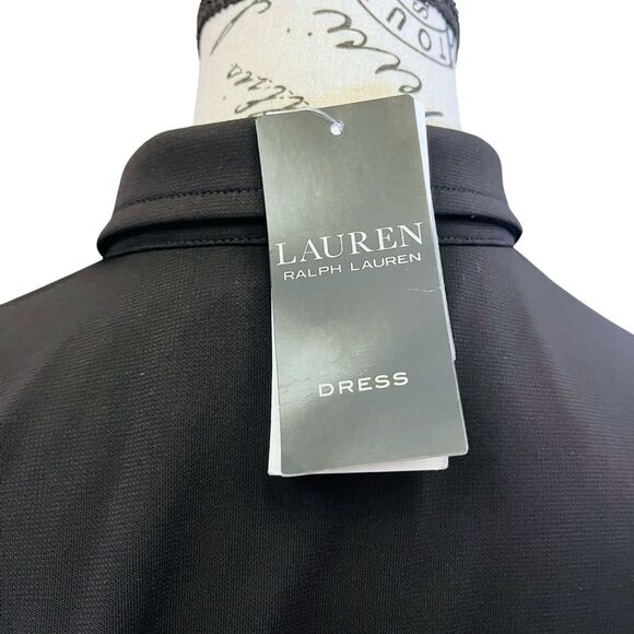 Lauren Ralph Lauren Black Notched Collar Midi Size 10 Shirt Dress MSRP $145 NWT - Picture 9 of 15